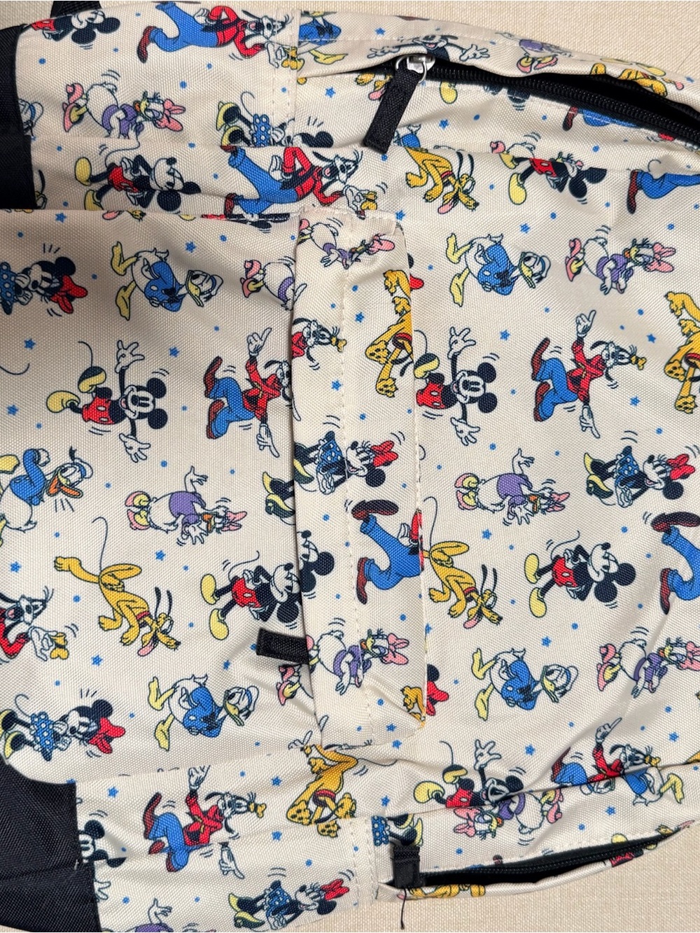 Disney Cream Canvas Backpack with Multicolor Classic Characters